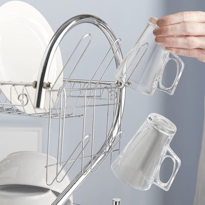 New Arrival 2-Layer Kitchen Dish Rack | Stainless Steel Dish Drainer & Plate Holder