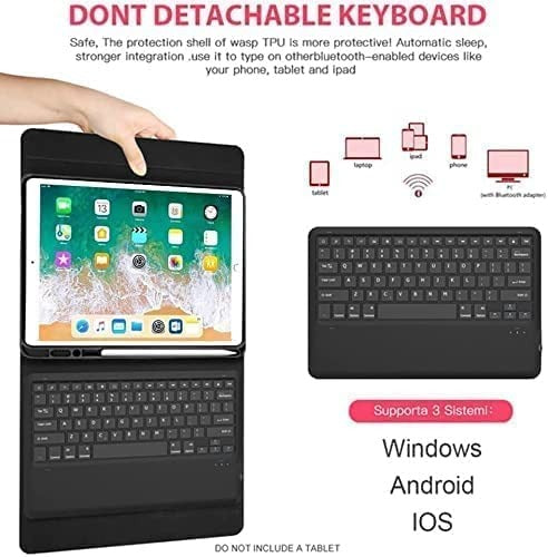 Keyboard Case Compatible with iPad Models | Ultra-Thin PU Leather Case | Wireless Detachable Keyboard | Pen Slot | Smart Arabic-English Keyboard