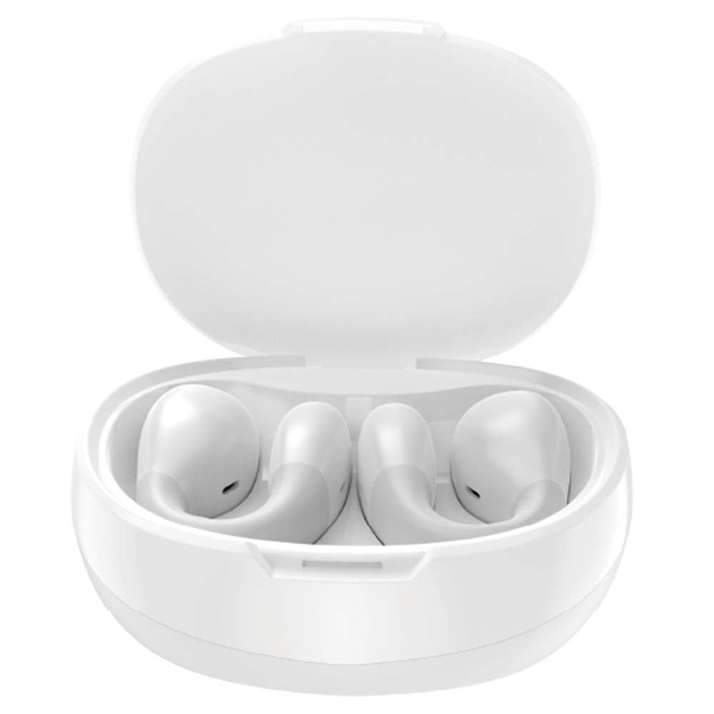 U-20 Open Ear Ring Headphones - Bluetooth 5.4 Clip-On OWS Earphones, 30H Battery, Noise-Cancelling, 4.9g Lightweight (White)