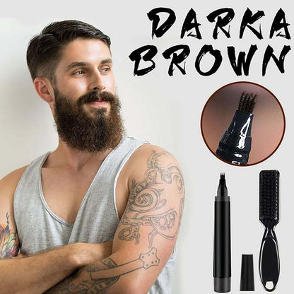 Waterproof Beard Filler Pen Kit - Contoured Beard Pen with Brush, Long-Lasting, Sweatproof Beard Pencil for Patchy Beard, Natural Look, Quick and Easy Grooming Solution