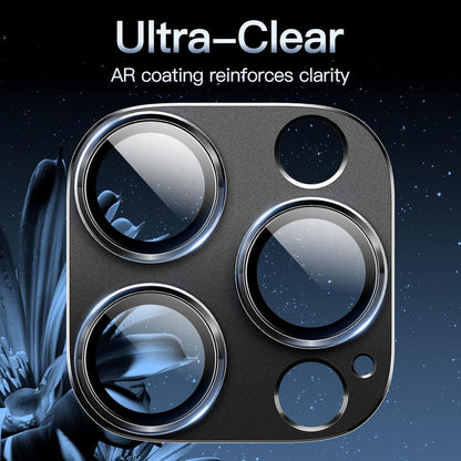 Camera Lens Protector for iPhone 16 Pro (6.3") and iPhone 16 Pro Max (6.9") – 9H Tempered Glass with Matte Metal Plate, Case-Friendly Full Coverage Lens Cover