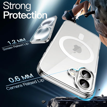 Magnetic Case for iPhone 17 6.3" - MagSafe Compatible, Shockproof Bumper, Anti-Scratch Clear Back (Transparent Design)