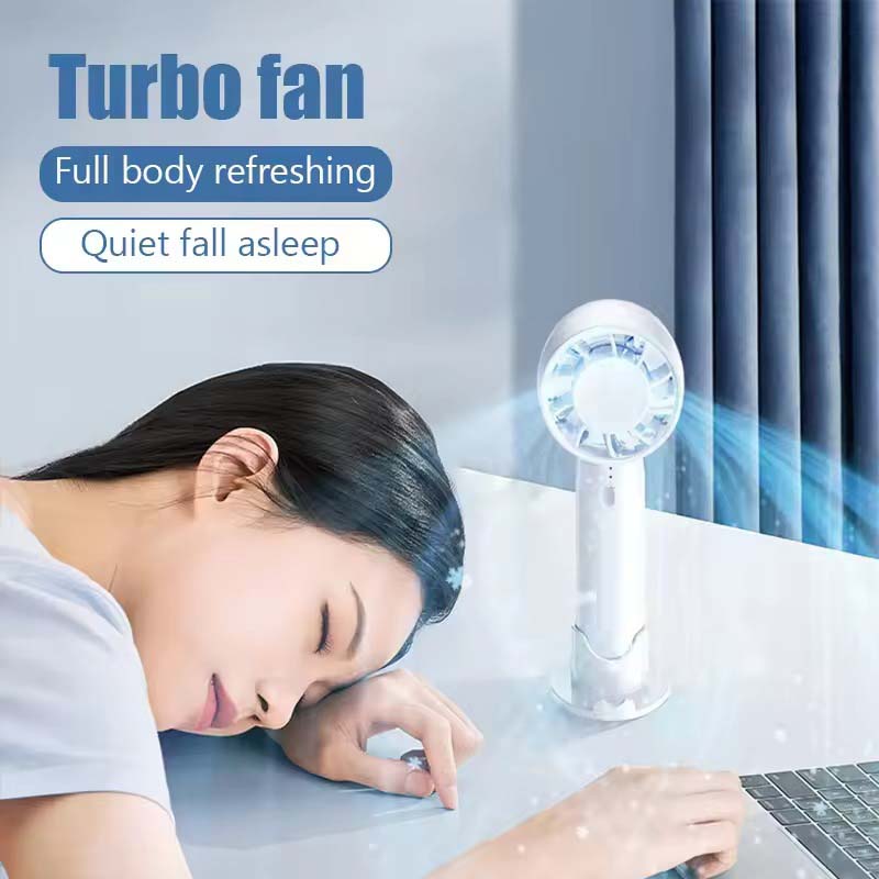 Portable Handheld Turbo Fan - High-Speed Rechargeable Personal Fan with Plastic Body for Travel, Outdoor, Home & Office