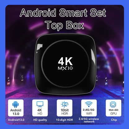 MX10-4K Android 13 TV Box - 5G WiFi 4K Streaming, Mini Smart Set Top Box - Ultra HD Media Player with HDR Support