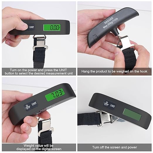 Travel Digital Luggage Scale – Portable Suitcase Weighing Scale with Temperature Display (110LB/50KG Capacity)