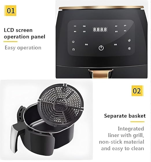 6L Multifunctional Digital Touch Air Fryer – High-Performance 2400W, Sleek Black Design for Healthier Cooking