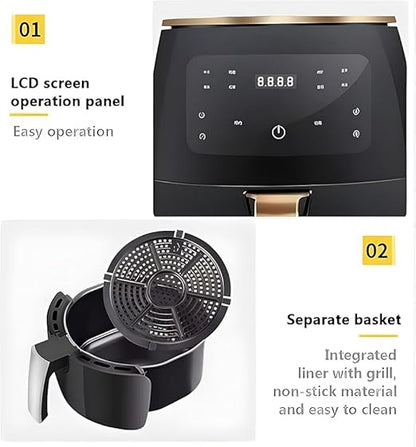 6L Multifunctional Digital Touch Air Fryer – High-Performance 2400W, Sleek Black Design for Healthier Cooking