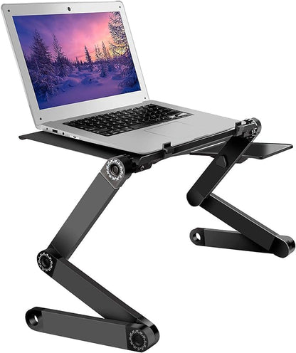 Adjustable Aluminum Laptop Desk | Ergonomic and Portable Folding Table Stand for Bedside or Couch Use | Perfect for Laptops and Tablets