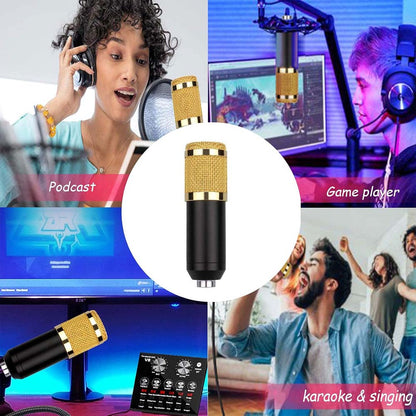 Professional USB Microphone Bundle - Condenser Mic with Sound Card & Adjustable Arm Stand for Recording/Streaming