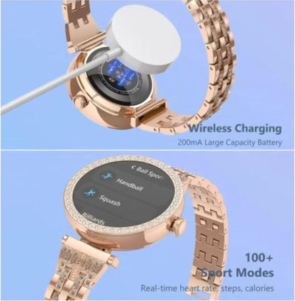 GT10 Diamond Smartwatch | 1.2" AMOLED Display | Heart Rate, Sleep, and Menstrual Tracking | Compatible with Android & iOS | Elegant, High-Performance Smartwatch for Women