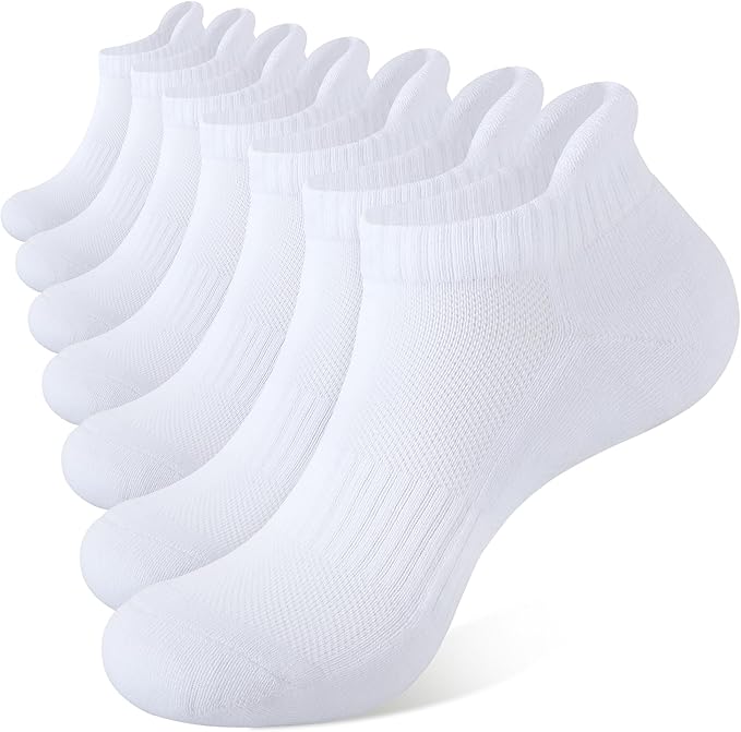 8 Pairs Men's Breathable Cotton Ankle Socks - Lightweight & Comfortable for Spring/Summer/Fall ( White)