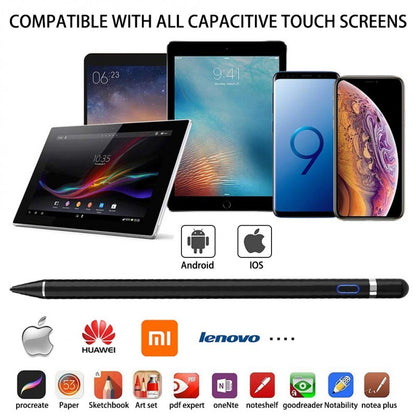 Digital Active Stylus Pen - Compatible with iPad, iPhone & Android, Palm Rejection, Precision Drawing & Writing (Black)
