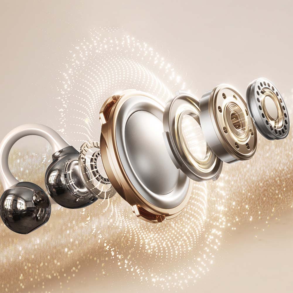 U-20 Open Ear Ring Headphones - Bluetooth 5.4 Clip-On OWS Earphones, 30H Battery, Noise-Cancelling, 4.9g Lightweight (Black)