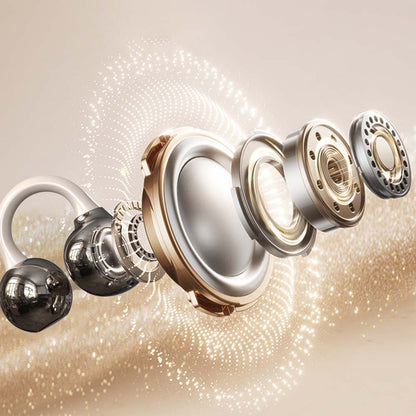 U-20 Open Ear Ring Headphones - Bluetooth 5.4 Clip-On OWS Earphones, 30H Battery, Noise-Cancelling, 4.9g Lightweight (Black)