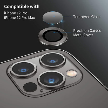Camera Lens Protector for iPhone 13 Pro (6.1") and iPhone 13 Pro Max (6.7") – 9H Tempered Glass, Metal Individual Ring Cover, HD Clear, 1 Set