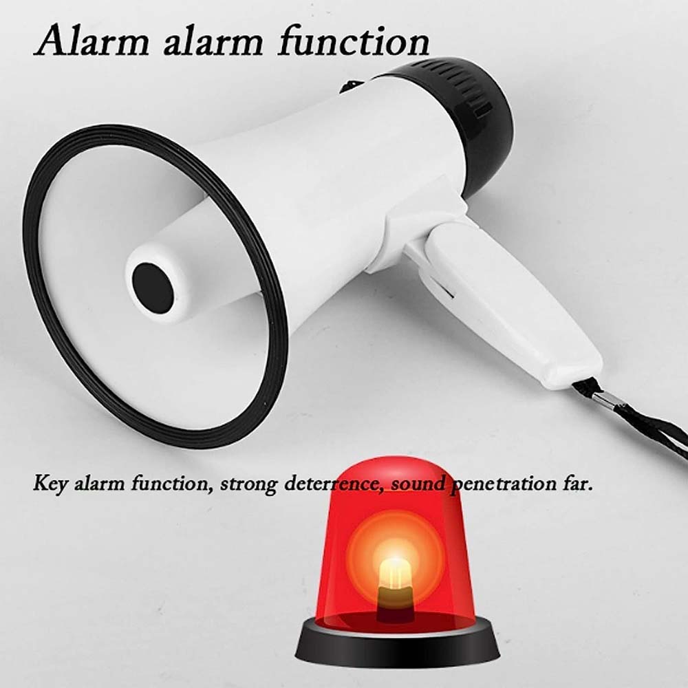 Portable Megaphone Bullhorn 25W Rechargeable with siren, music, recording & adjustable volume. Lightweight with strap.