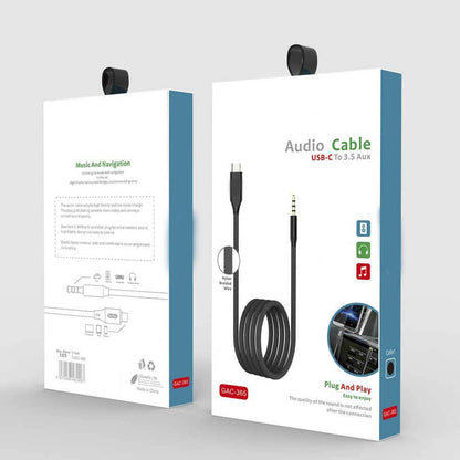 GAC-365 Type-C to 3.5mm Aux Audio Cable – 100cm Plug & Play Audio Cable with Sturdy Nylon Braid for MP3, CD, Phone, Computer, and Sound Systems
