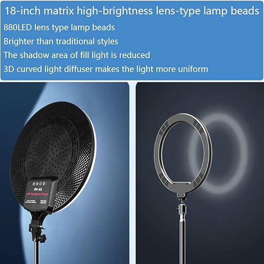 PF-45 Photography Light: 18-inch 60W High Brightness Circular Fill Light for Professional Streaming and Beauty Enhancements