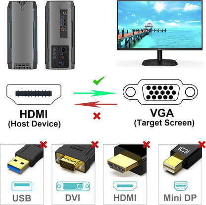 1.5 Meter WGL HDMI Male to VGA Male Video Converter Adapter Cable | Connect LCD TV, Projector, Digital Camera, DVD | 1PC | Seamless Video Transmission