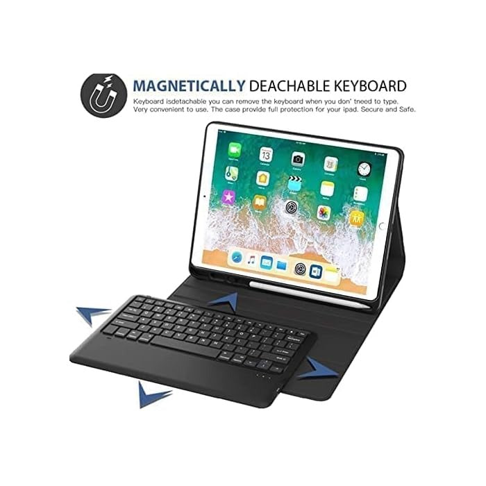 Keyboard Case Compatible with iPad Models | Ultra-Thin PU Leather Case | Wireless Detachable Keyboard | Pen Slot | Smart Arabic-English Keyboard