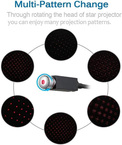 Portable Adjustable Romantic Rotating Head Star Atmosphere Decoration Projector | USB Night Light & Lamp for Car Interior, Home, Bedroom, Party, Camping, Walls, and Ceiling