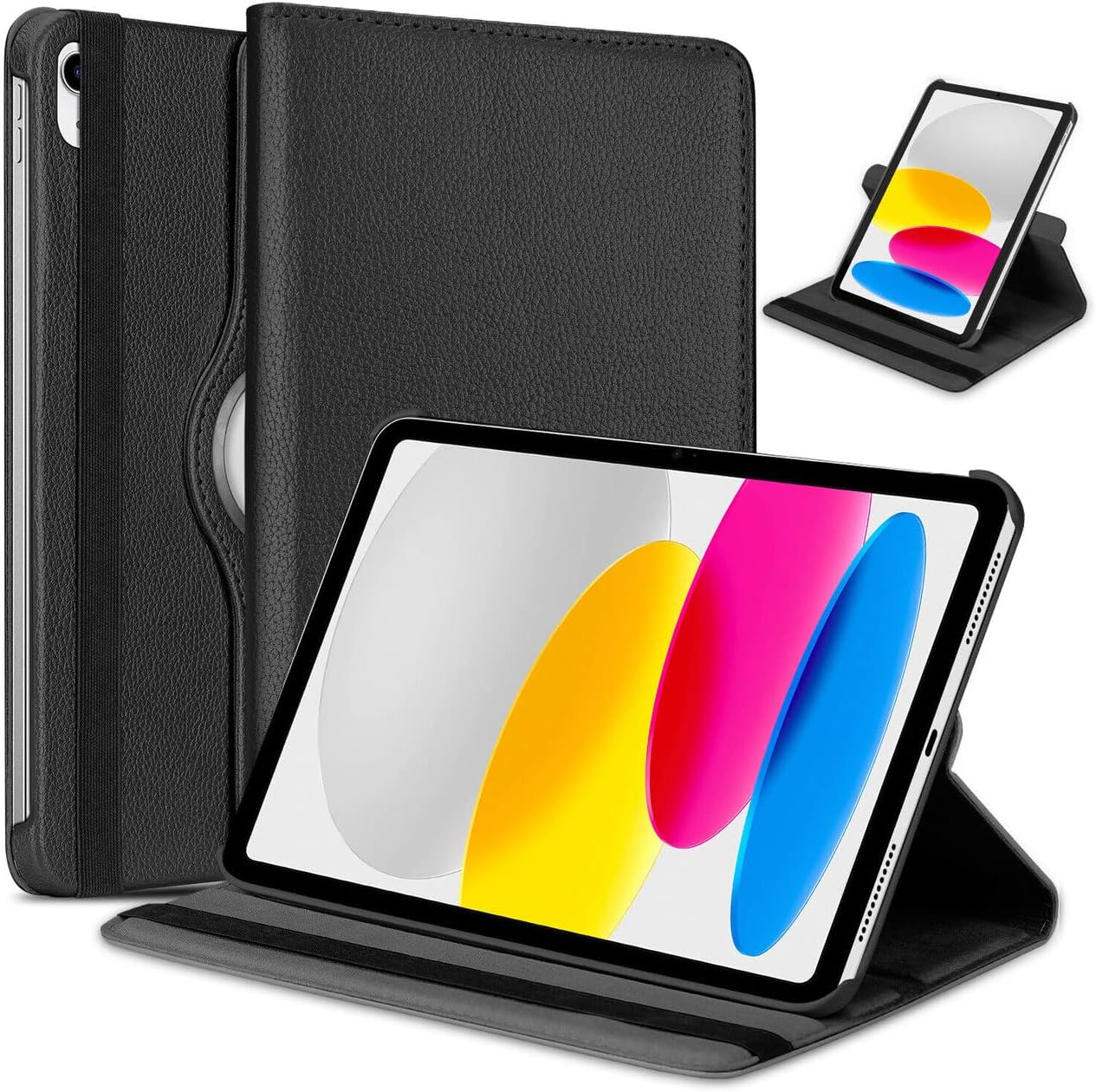 iPad 10th Gen 10.9" Leather Case - 360° Rotating Smart Cover with Auto Sleep/Wake & Multi-Angle Stand (Multi Colour)