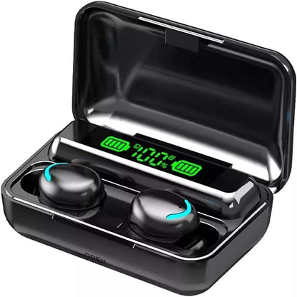 F9-5 Bluetooth Earbuds with 3500mAh Power Bank - 8D HiFi Stereo, Waterproof Wireless Headphones with LED Display Compitable for iPhone/Android/PC