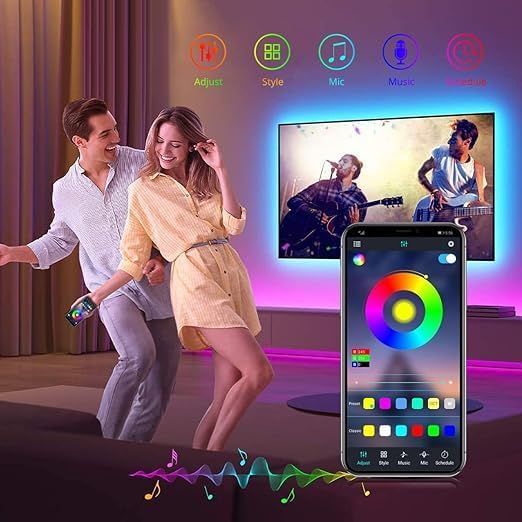 5m Bluetooth LED Strip with USB RGB TV Backlight | Smart App Controlled, Music Sync, and 24-Button Remote | Ideal for Home and TV Decoration