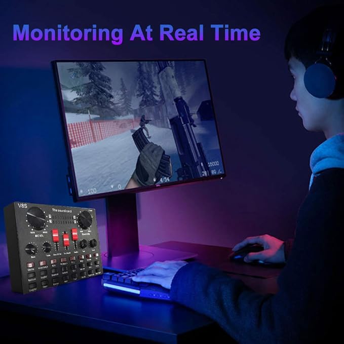 V8S Live Streaming Sound Adapter – Multi-Function High Sound Quality Phone Lap Microphone Compatible Adapter