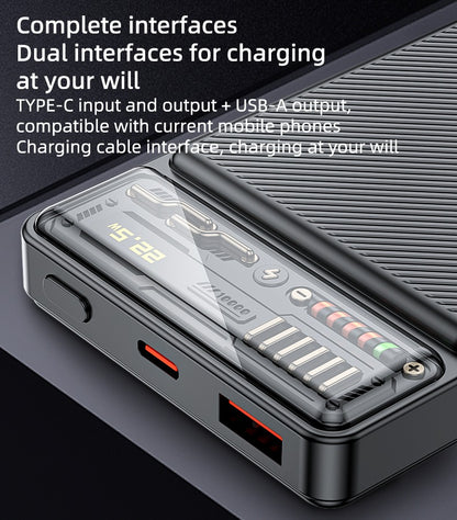 YP57 Fast Charging Power Bank – 10000mAh with 15W + USB 22.5W, Transparent Window Battery Display