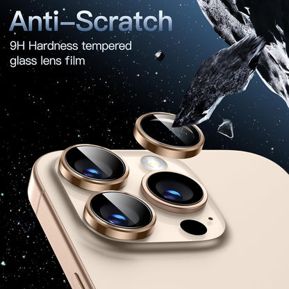 iPhone 16/17 Pro Max Camera Lens Protector - 3-Pack 9H Tempered Glass with  Alloy Ring, Anti-Scratch HD Cover (Desert Titanium)