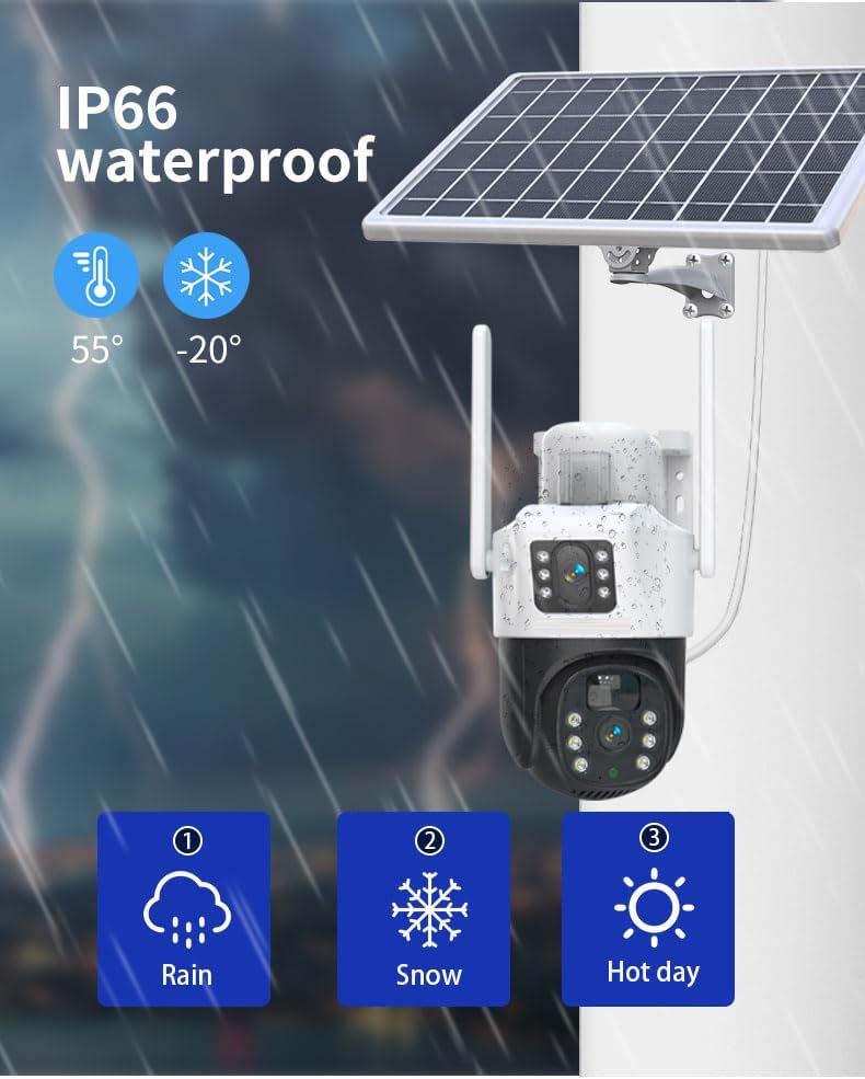 4G LTE Solar Battery Outdoor Camera | HD 4MP | Full-Color Night Vision | Sound/Light Warning | Motion Detection | IP66 Waterproof | Cloud/TF Card Storage