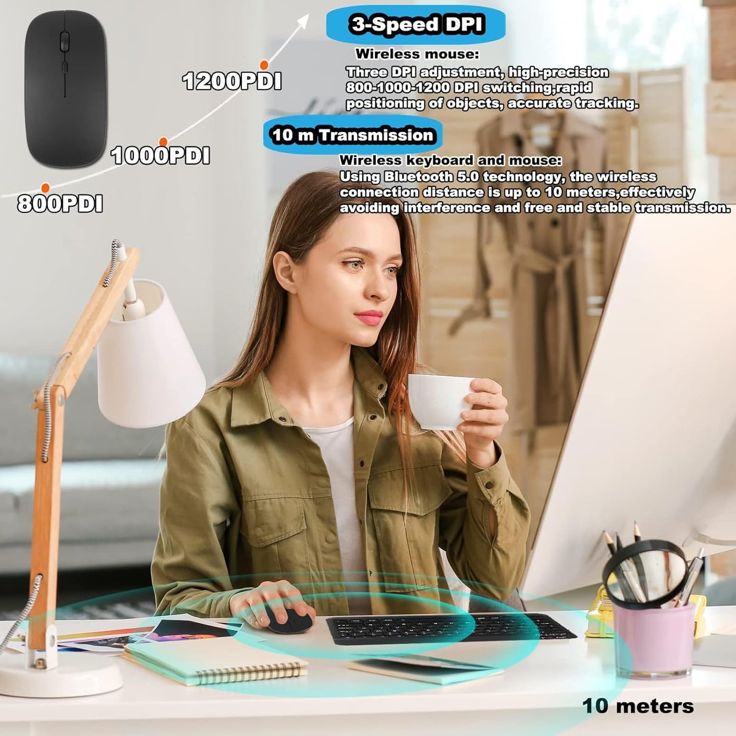 Ultra-Slim Bluetooth Keyboard & Mouse Combo - Rechargeable Wireless Set for Windows, Android, iOS, iPad, PC & Laptop