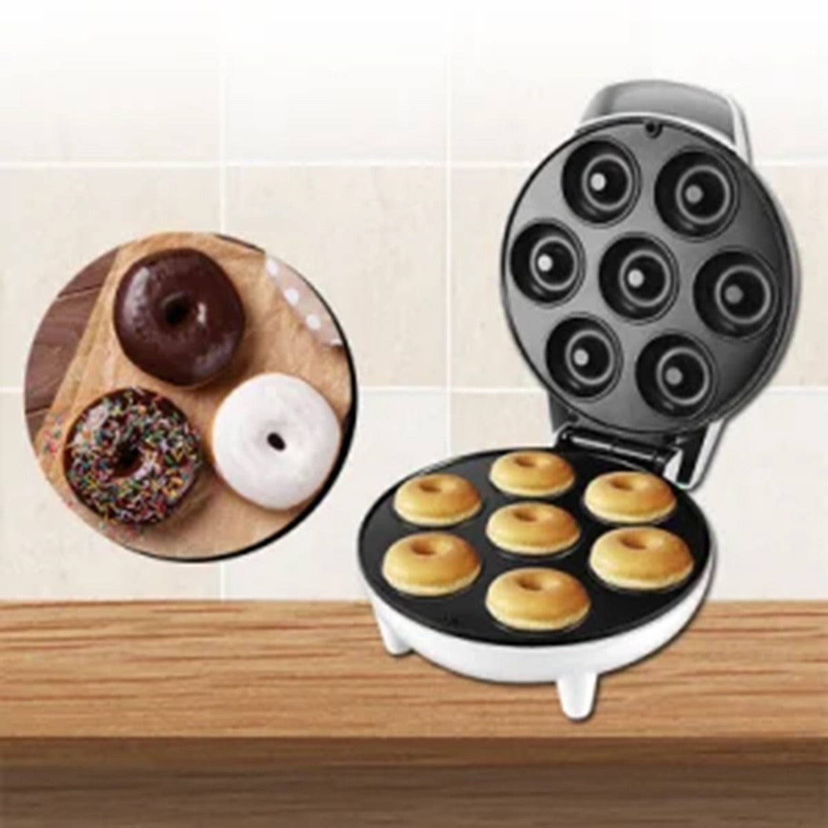 Household Electric Donut Maker - Double-Sided Heating Donut & Bread Machine, Cake Baking Pan, Non-Stick Breakfast Maker Oven for Homemade Donuts, Cakes, and Mini Bread - Easy-to-Use, Compact & Fast Heating, Ideal for Breakfast and Snacks