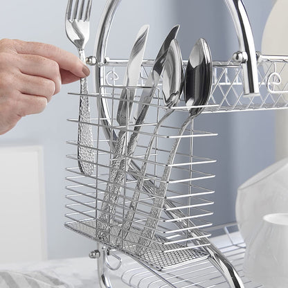 New Arrival 2-Layer Kitchen Dish Rack | Stainless Steel Dish Drainer & Plate Holder