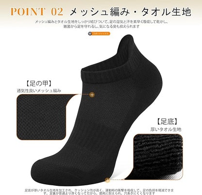 8 Pairs Men's Breathable Cotton Ankle Socks - Lightweight & Comfortable for Spring/Summer/Fall (Black)