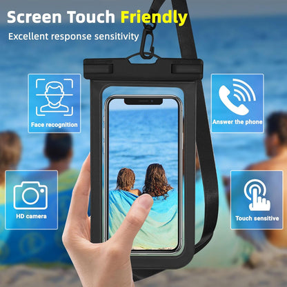 Waterproof Phone Pouch, IPX8 Waterproof Cell Phone Case for All Mobile Phones, Essential Dry Bag with Touchscreen-Friendly Design for Beach, Cruise, Swimming, and Outdoor Activities