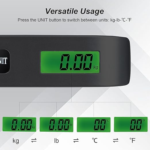 Travel Digital Luggage Scale – Portable Suitcase Weighing Scale with Temperature Display (110LB/50KG Capacity)