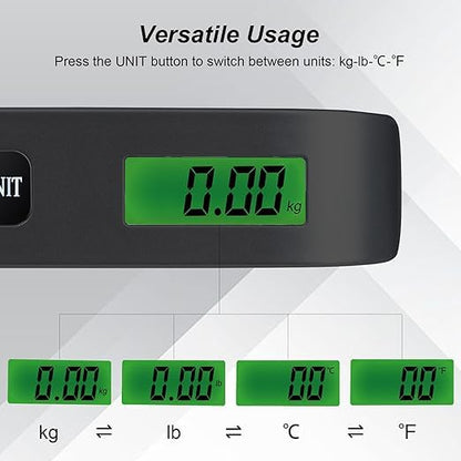 Travel Digital Luggage Scale – Portable Suitcase Weighing Scale with Temperature Display (110LB/50KG Capacity)