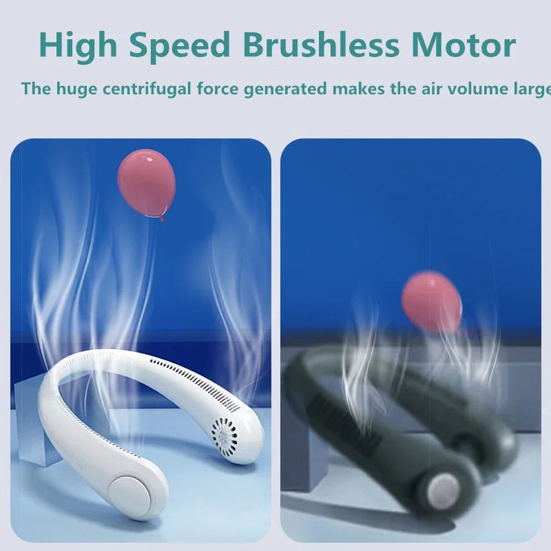 Mini Neck Fan - Bladeless Rechargeable Personal Cooler, 3-Speed Portable Air Circulator for Outdoor/Sports/Summer, Hands-Free Design