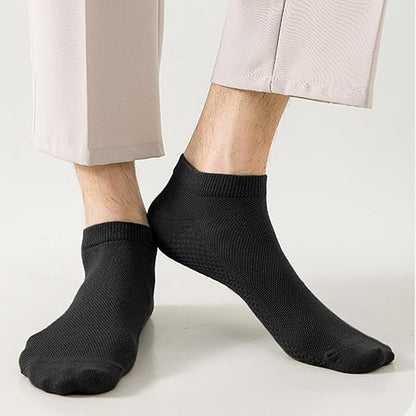 10 Pairs Men's Breathable Cotton Ankle Socks - Ultra Lightweight & Comfortable for All Seasons (Black)