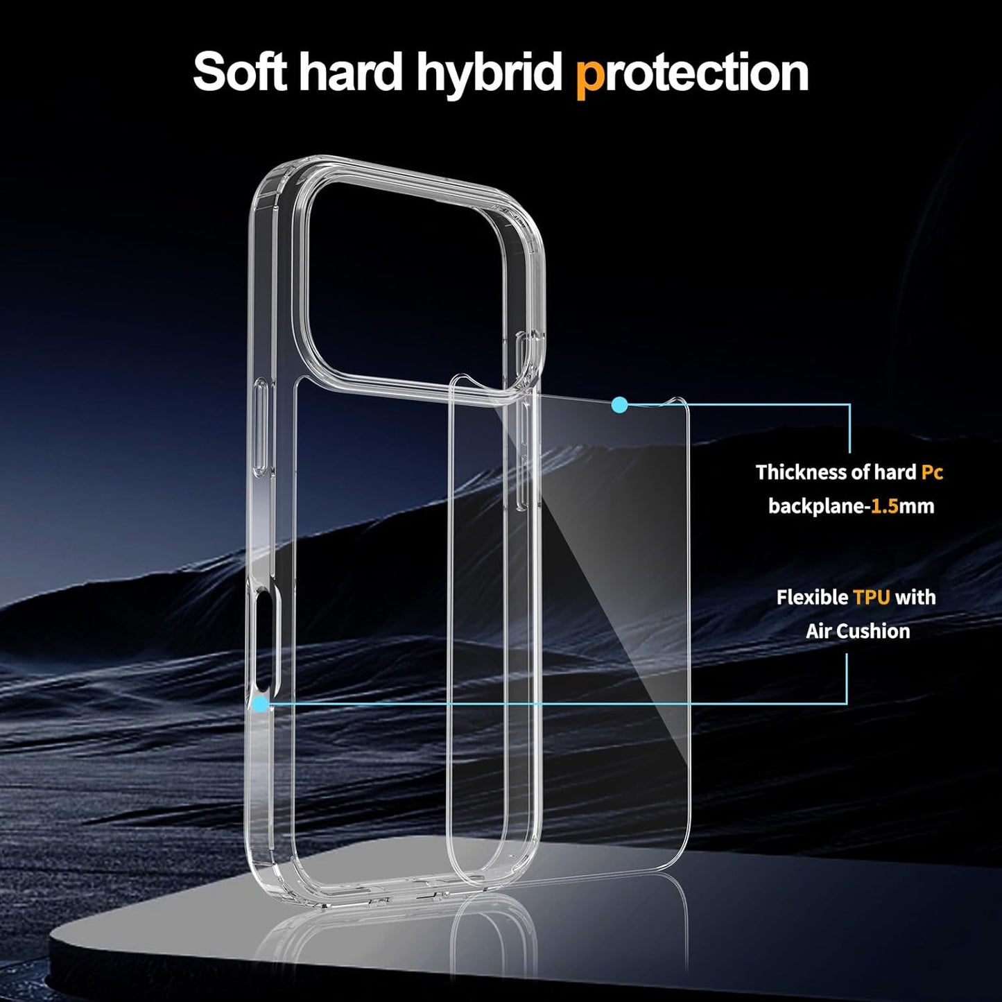 Crystal Clear Case for iPhone 17 Pro 6.3" (2025) - Anti-Yellowing Hard Back, Slim Shockproof Bumper, Wireless Charging Compatible