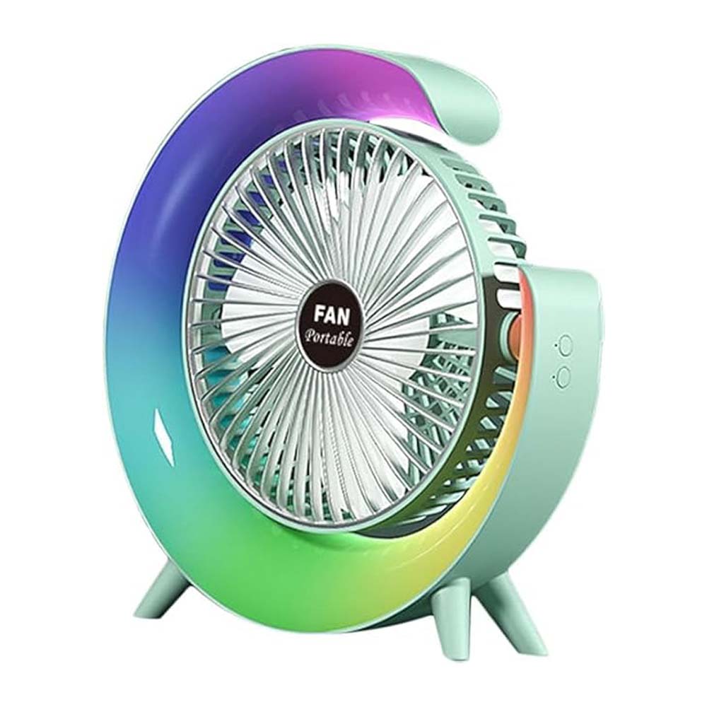 Compact USB Desk Fan – Quiet Table Fan with Built-In Light for Office, Bedroom, and Travel