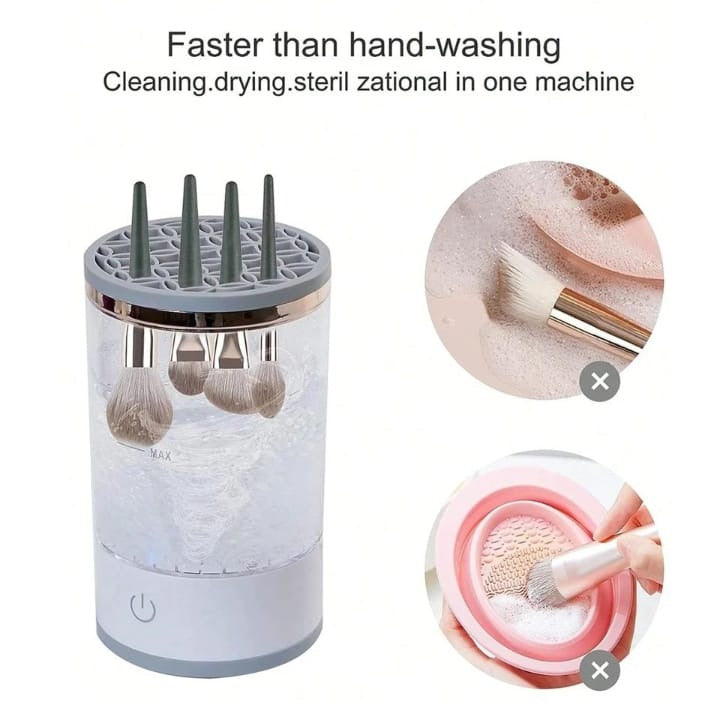 3-in-1 Automatic Makeup Brush Cleaning and Drying Stand – Electric Makeup Brush Cleaner Machine with USB Charging