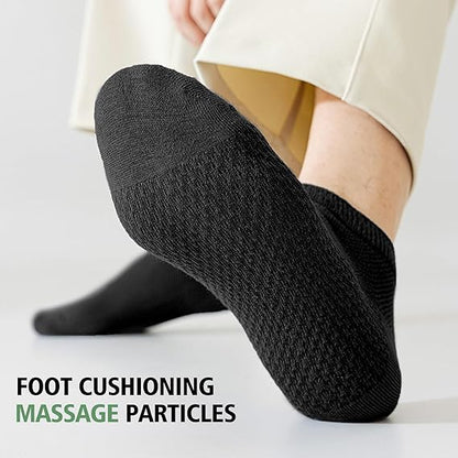 10 Pairs Men's Breathable Cotton Ankle Socks - Ultra Lightweight & Comfortable for All Seasons (Black)