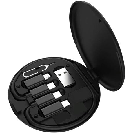 EC148 Type C USB Charging Cable | Multi-Function Portable USB Adapter Card Storage Set | 4-in-1 Data Cable with USB-A, Micro-USB, Lightning Adapters