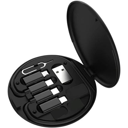 EC148 Type C USB Charging Cable | Multi-Function Portable USB Adapter Card Storage Set | 4-in-1 Data Cable with USB-A, Micro-USB, Lightning Adapters