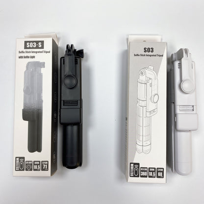 Selfie Stick Tripod with Wireless Remote & 360° Rotation, Mini Extendable Selfie Stick Stand Holder with LED Fill Light, Perfect Compitable for iPhone & Android Smartphones, Compact & Portable for Travel, Vlogging, and Live Streaming