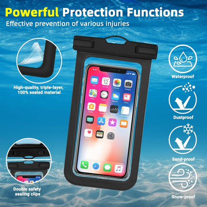 Waterproof Phone Pouch, IPX8 Waterproof Cell Phone Case for All Mobile Phones, Essential Dry Bag with Touchscreen-Friendly Design for Beach, Cruise, Swimming, and Outdoor Activities