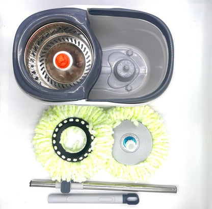 Clean Smart Spin Mop Twin Split Bucket | 360 Wet & Dry Spin Floor Mop with Disinfectant Bottle & 2 Mop Pads | Hygienic Space-Saving Cleaning Tool for Home & Office